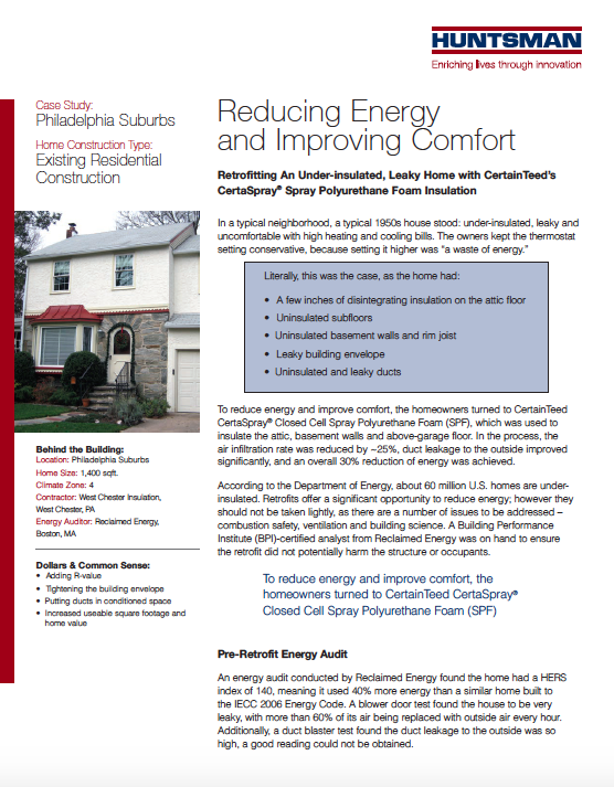 Reducing Energy and Improving Comfort by Huntsman