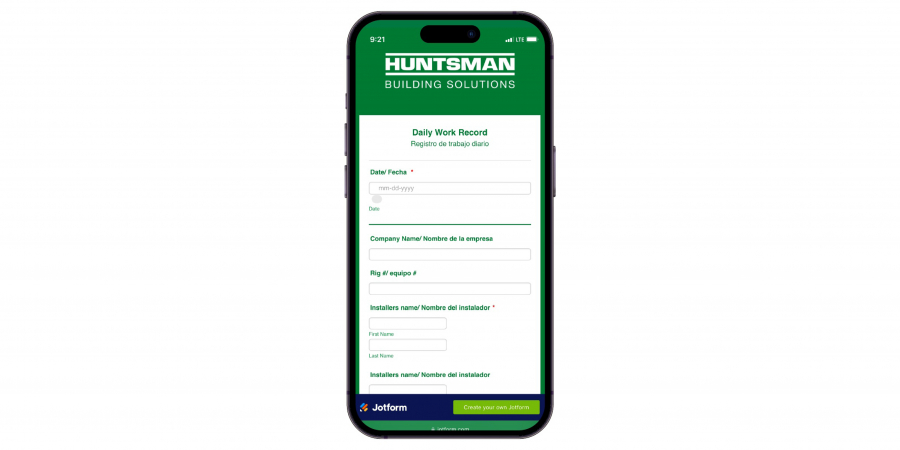 Huntsman Launches Digital Tool to Streamline Jobsite Tracking for U.S. Spray Foam Contractors